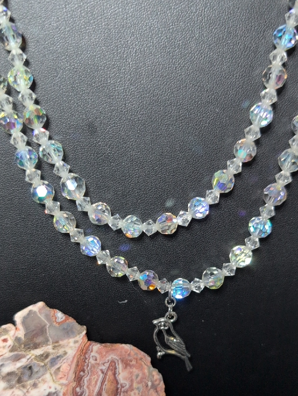 AB Custon Extended Crystal Vintage Necklace By Fairygodmother Emily Jean